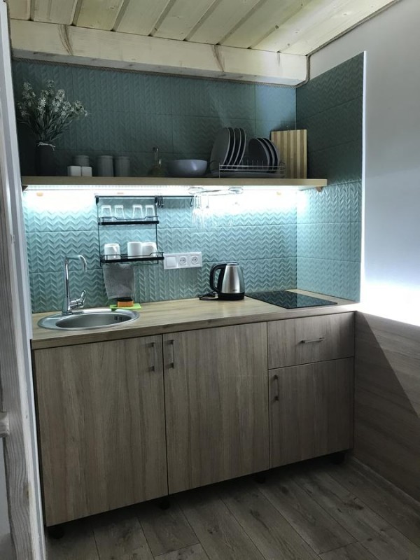 Cottage "On two roksa, 2" with a terrace and a view of the city is located in the village of Slavskoe